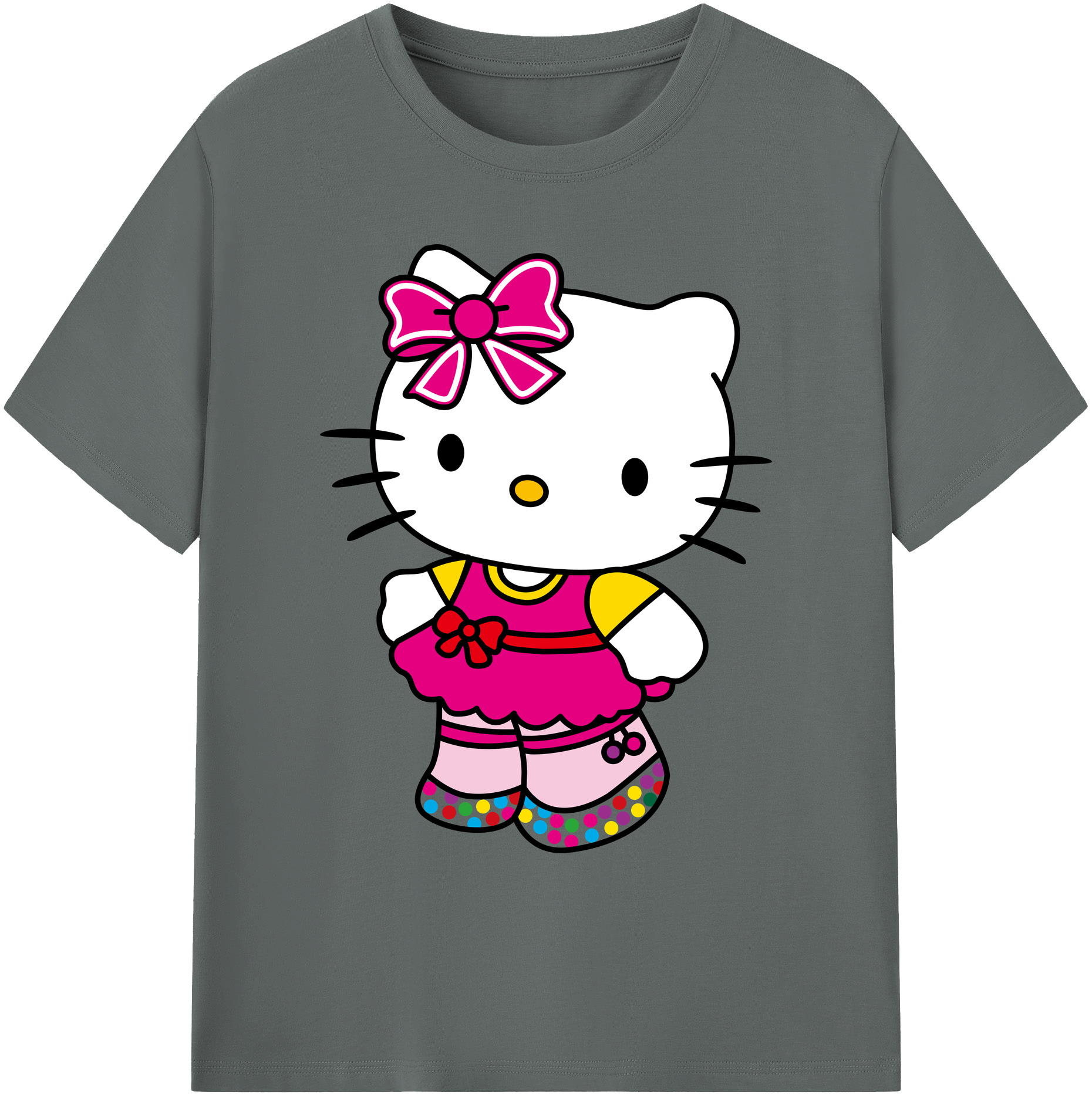 （画像用） Hello Kitty ハローキティ 綿100％ メンズ半袖Tシャツ｜肌触りやわらか＆通気性
